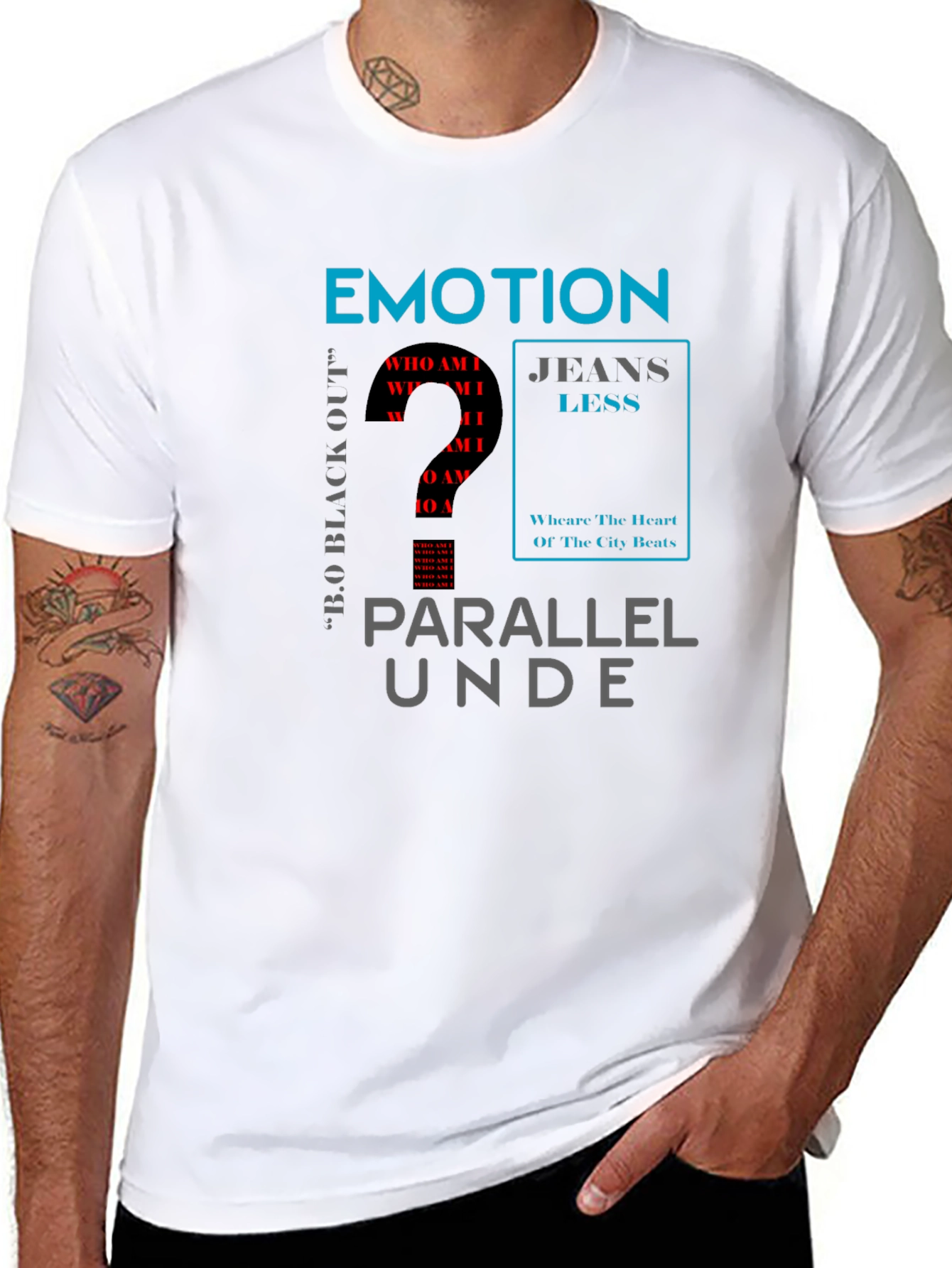 Emotion Parallel Mens Black Graphic T-Shirt