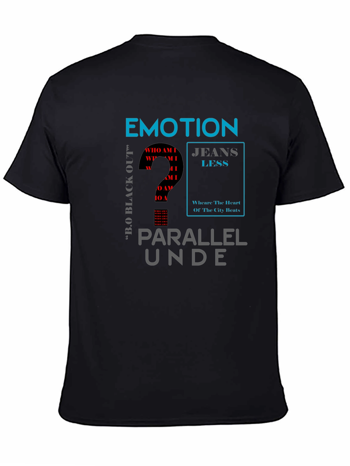 Emotion Parallel Mens Black Graphic T-Shirt