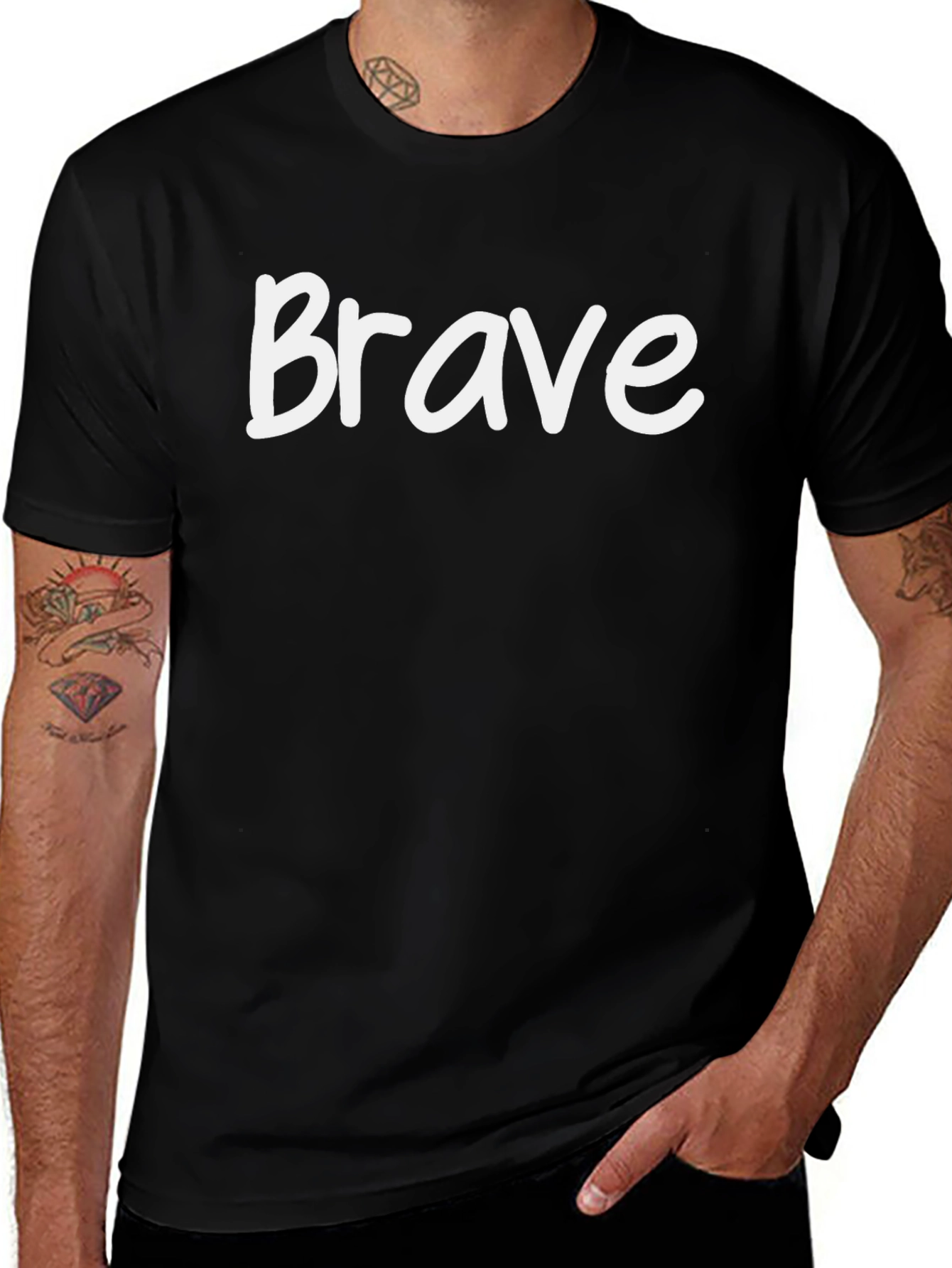 Brave Graphic T-Shirt - Black Cotton Tee