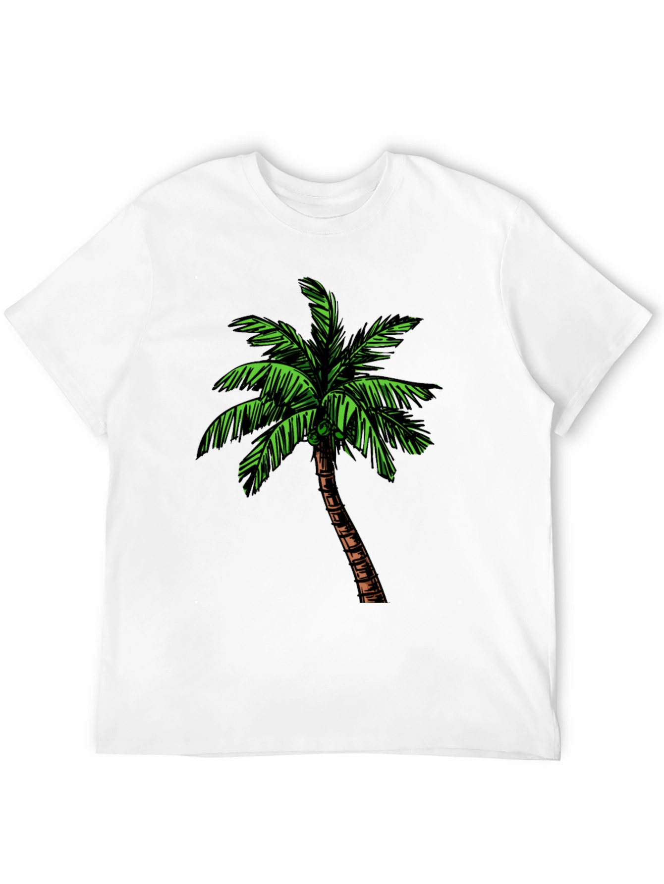 Tropical Palm Tree Graphic Tee - Black Cotton Shirt