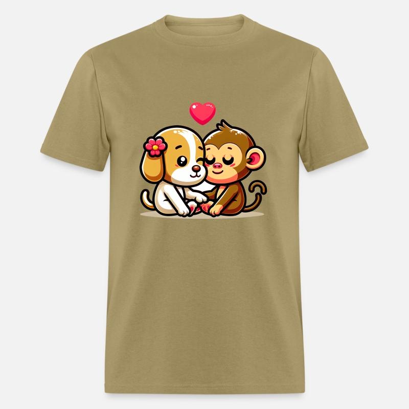 Cuddling Dog And Monkey In Love