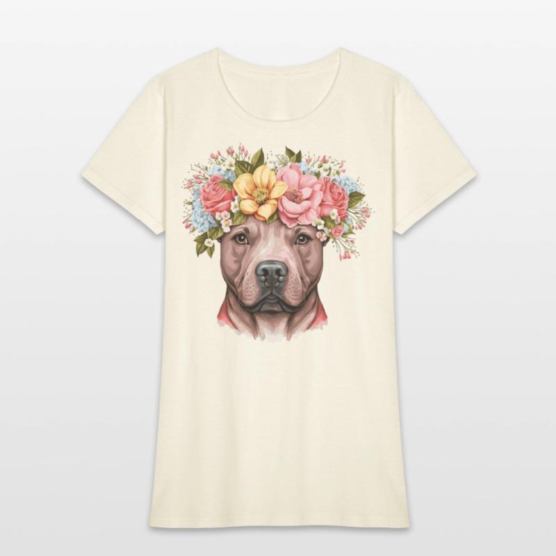 Cute Bull Terrier Flower Crown Pet Dog Breed Flora