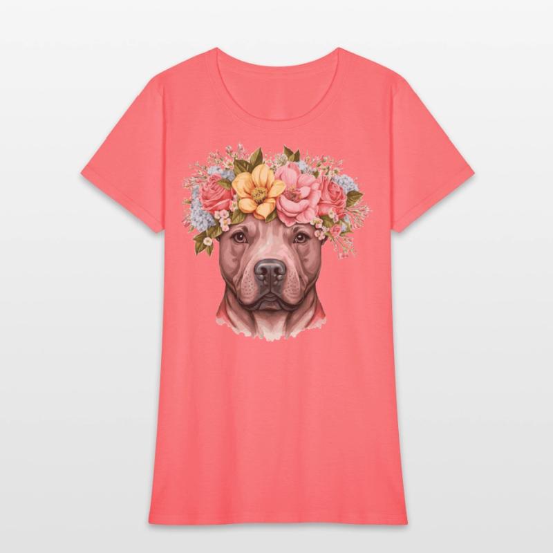 Cute Bull Terrier Flower Crown Pet Dog Breed Flora