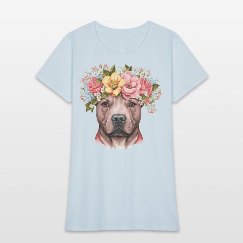 Cute Bull Terrier Flower Crown Pet Dog Breed Flora