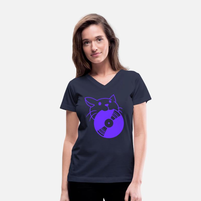 Cute DJ Cat Pet Kitten with Vinyl Record in Mouth