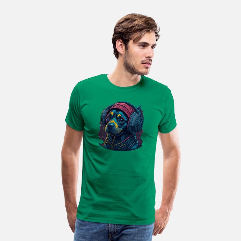 Cute Rottweiler Dog Wearing Headset for Gamer