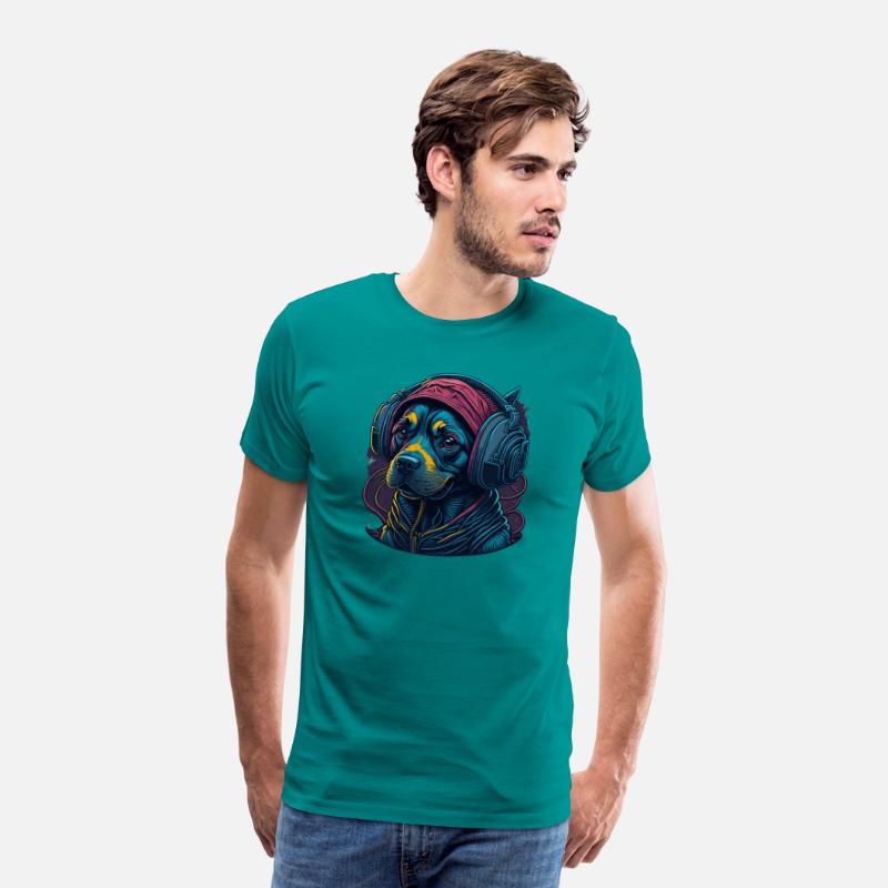 Cute Rottweiler Dog Wearing Headset for Gamer