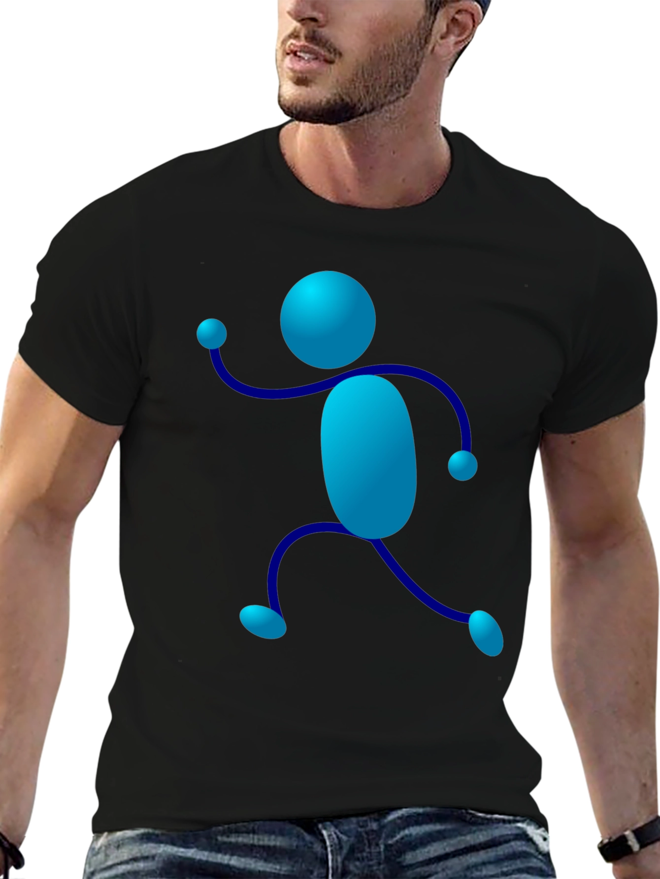 Funky Stick Figure Graphic Tee - Black