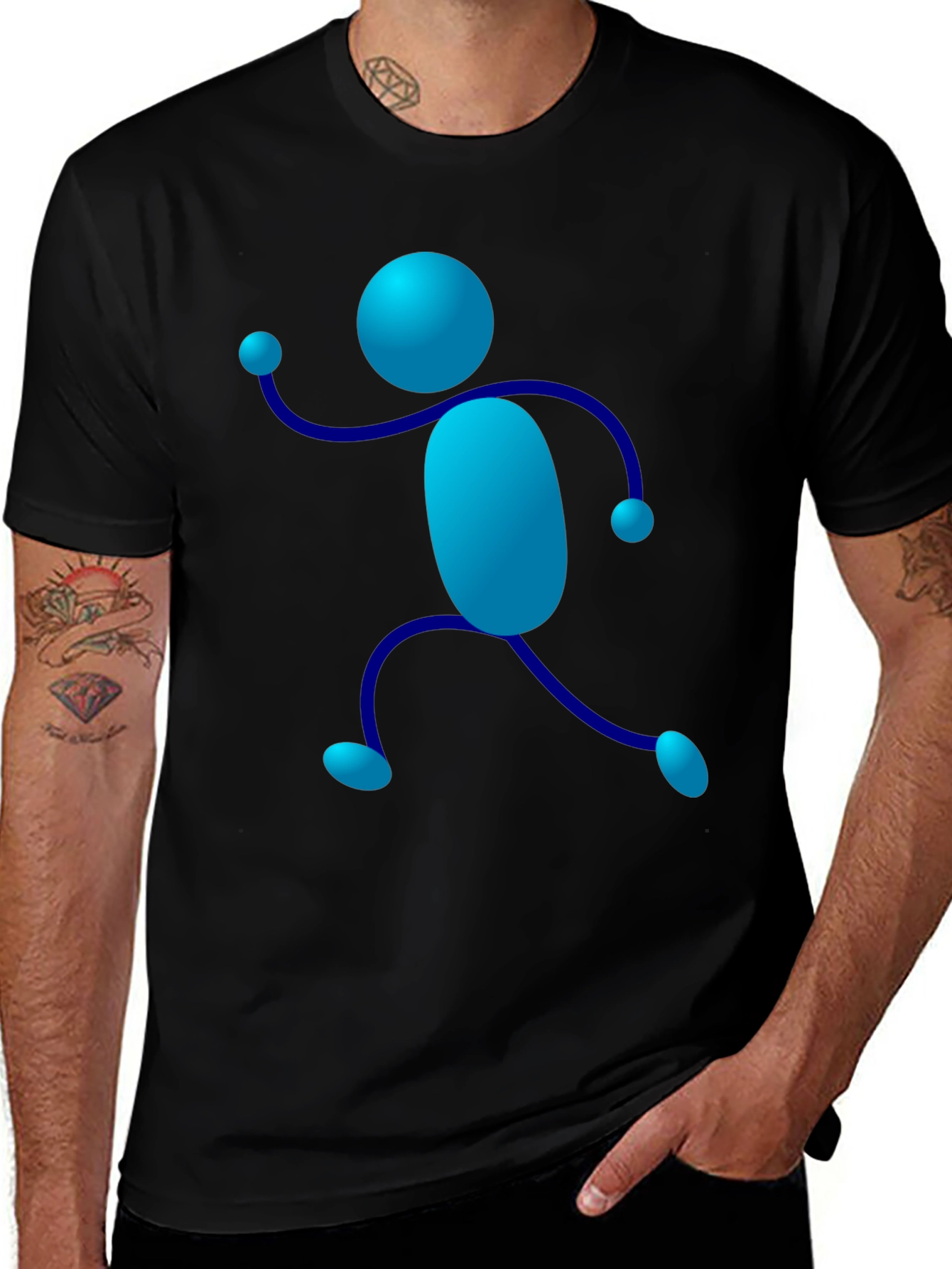 Funky Stick Figure Graphic Tee - Black