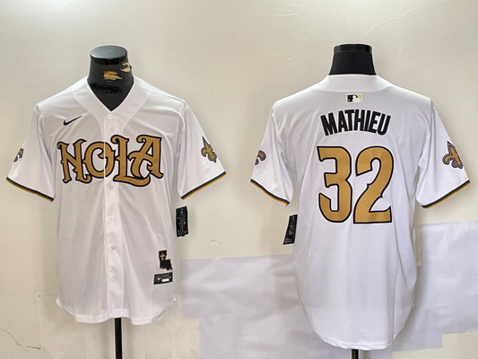 Men's New Orleans Saints Tyrann Mathieu #32 White Game Jerseys