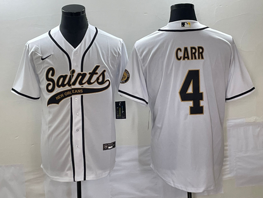 Men's New Orleans Saints Derek Carr #4 White Game Jerseys Joint Edition