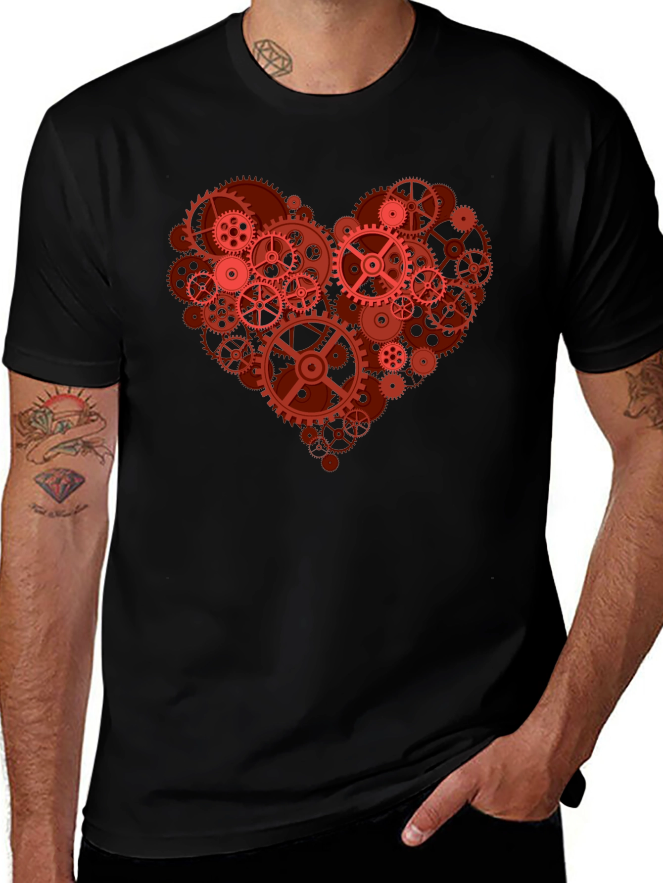 Gear Heart Graphic T-Shirt - Mechanical Love
