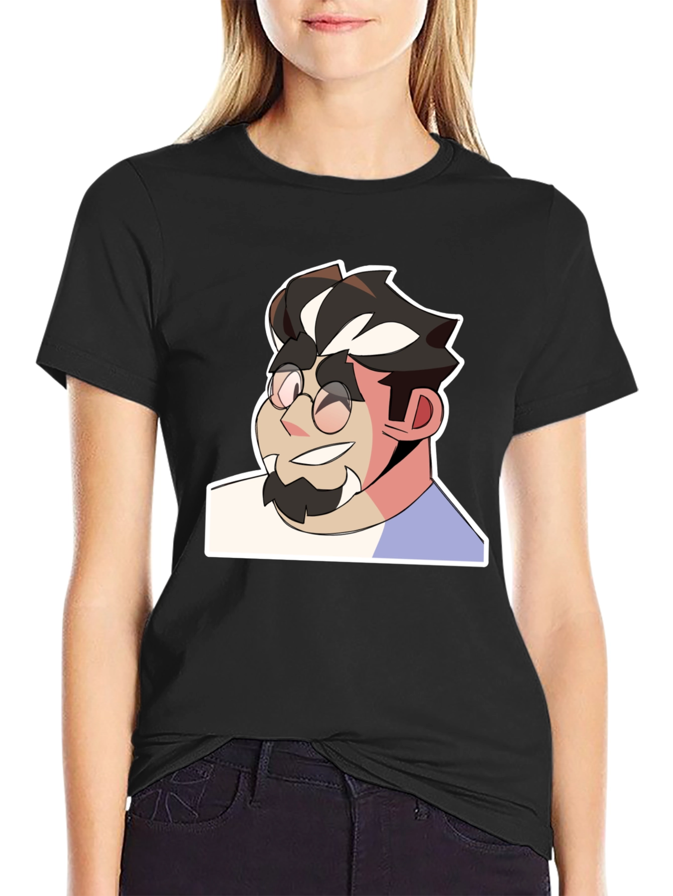 Cartoon Character Graphic Print Black T-Shirt