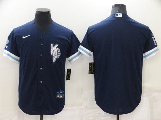 Men's Kansas City Royals Navy 2022 City Connect Replica Blank Jerseys