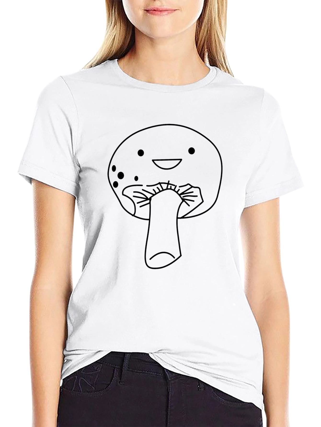 Cute Mushroom Graphic T-Shirt - Black