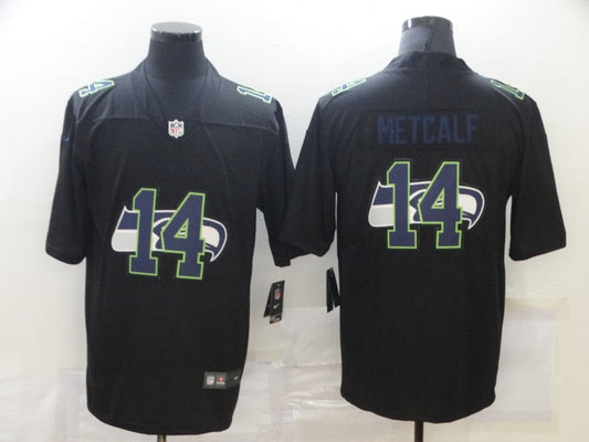 Men's Seattle Seahawks DK Metcalf #14 Black Authentic Game Jerseys