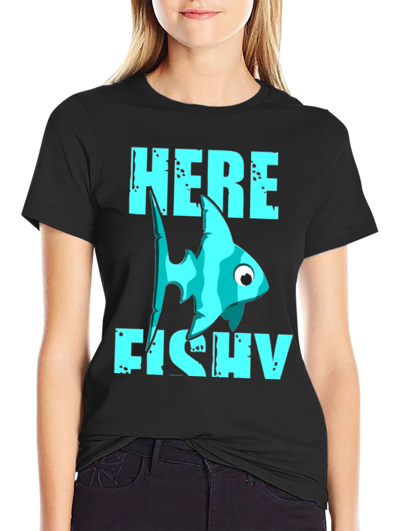 Here Fishy T-Shirt - Funny Fishing Graphic Tee