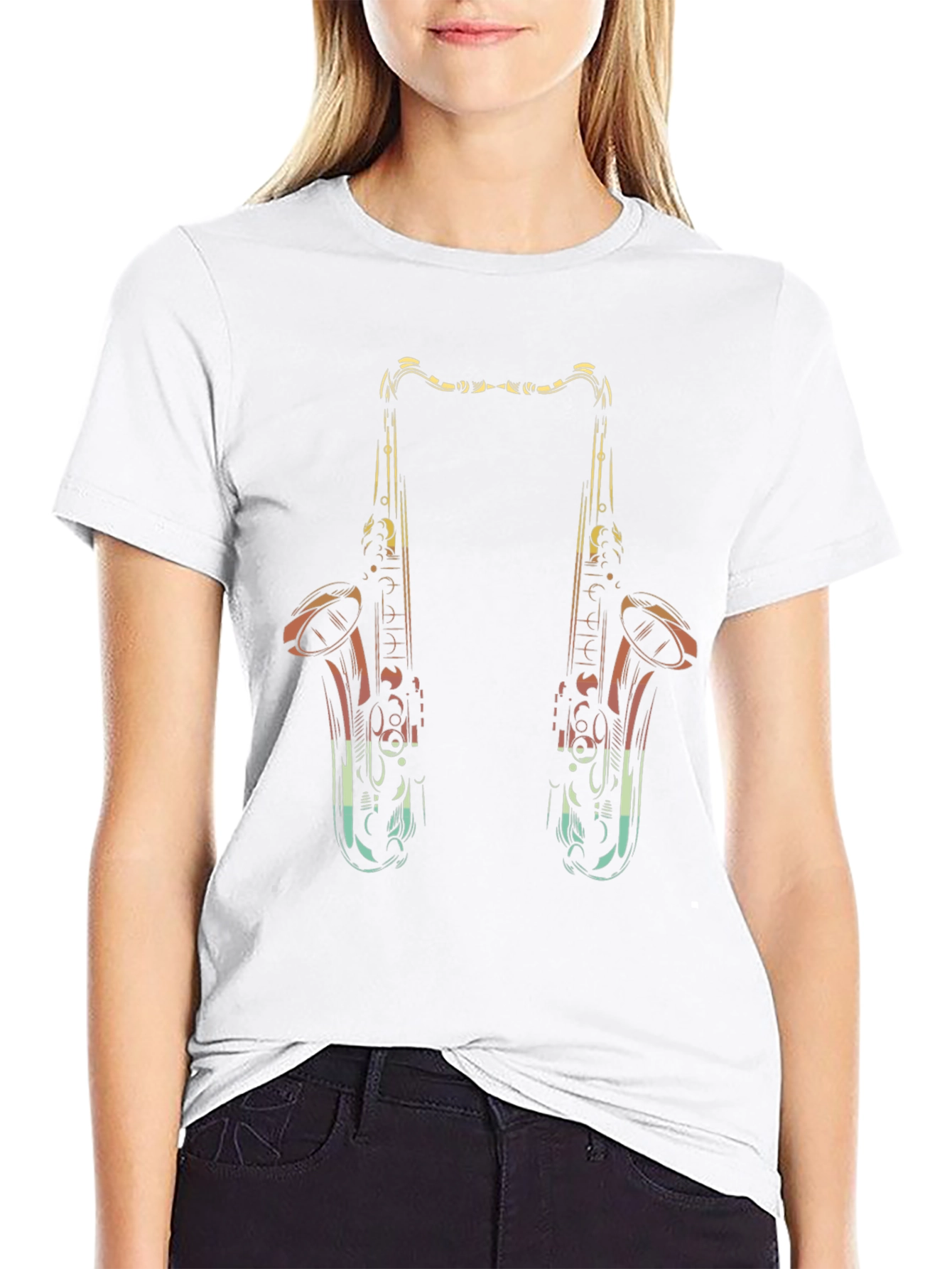 Saxophone Graphic Black T-Shirt