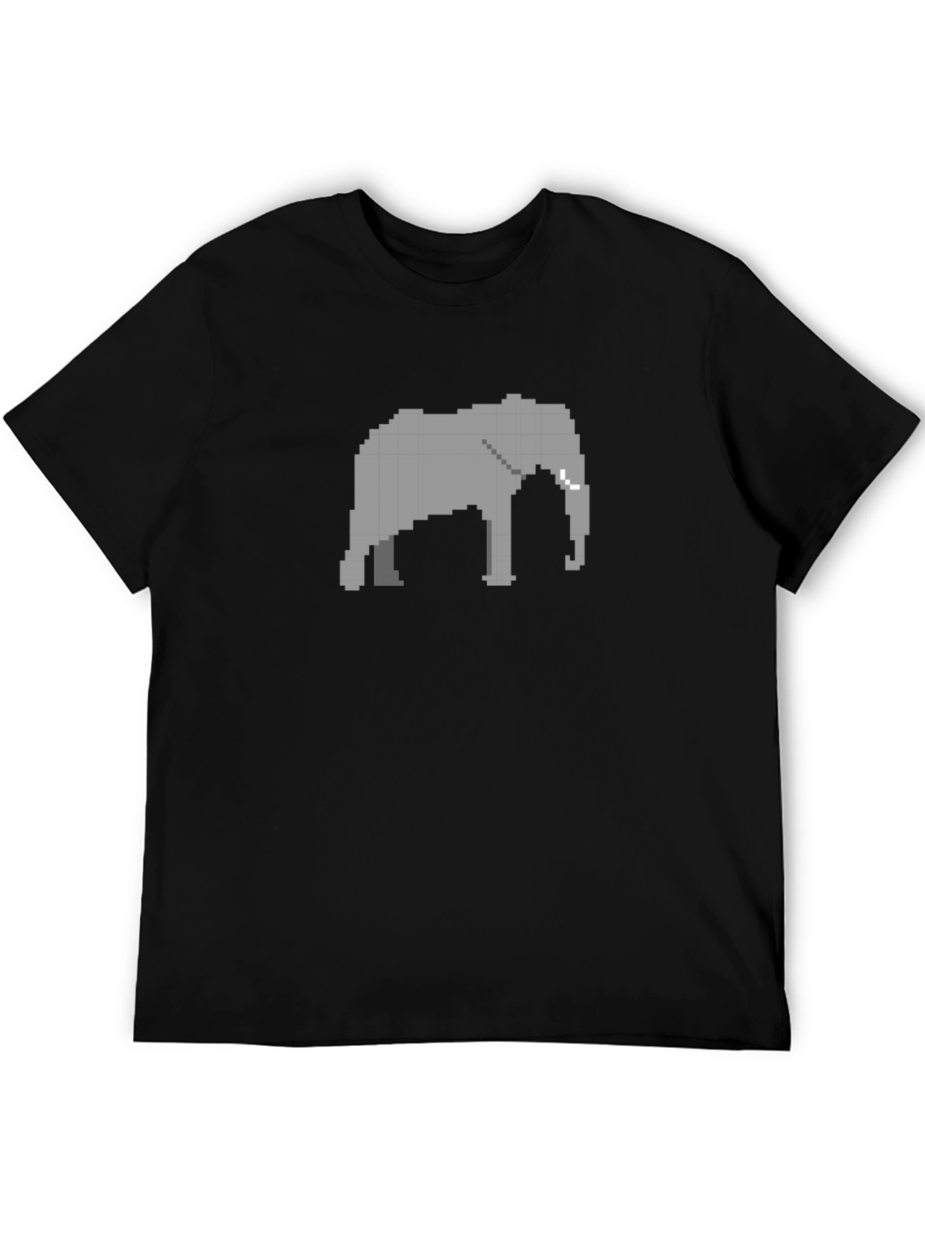 Pixel Elephant Black T-Shirt - Retro Style