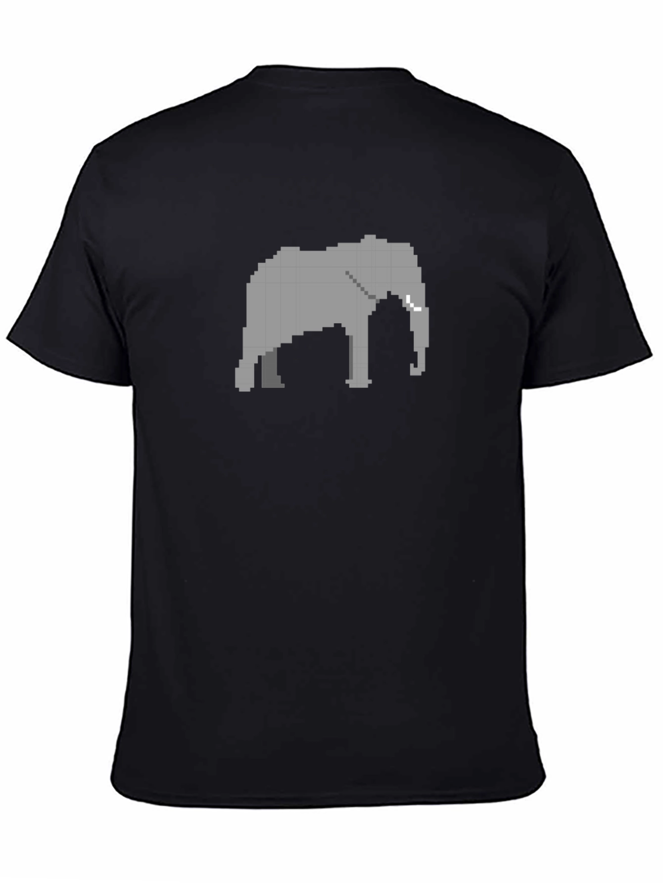 Pixel Elephant Black T-Shirt - Retro Style