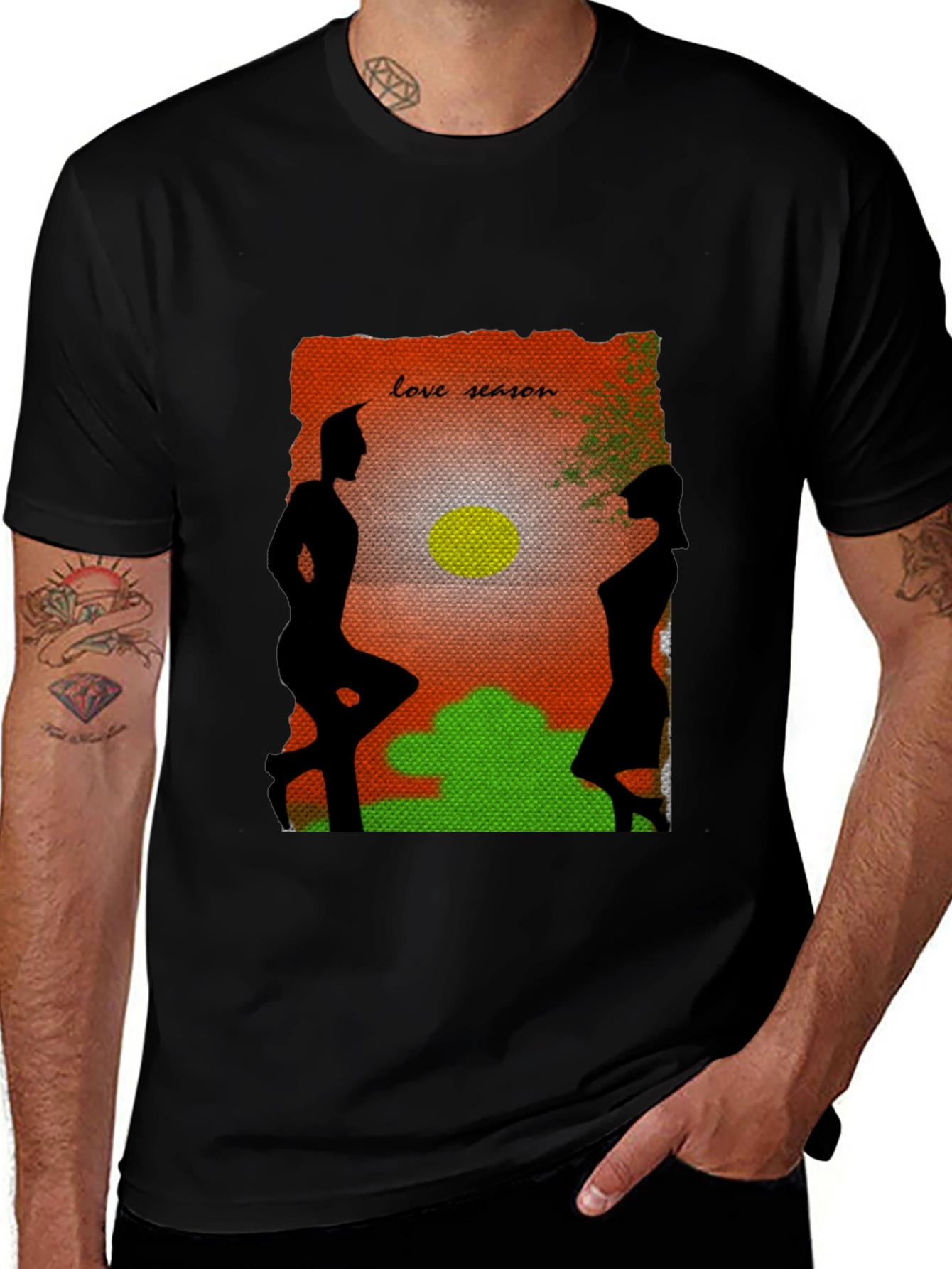 Love Season Silhouette Graphic Black Tee