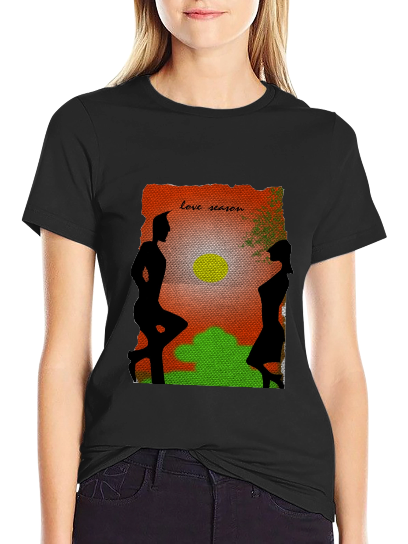 Love Season Silhouette Graphic Black Tee