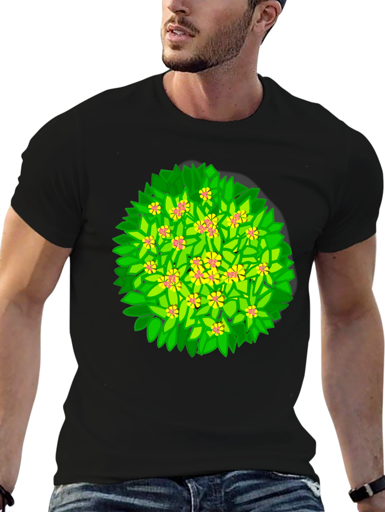 Floral Bush Graphic T-Shirt - Unique Design