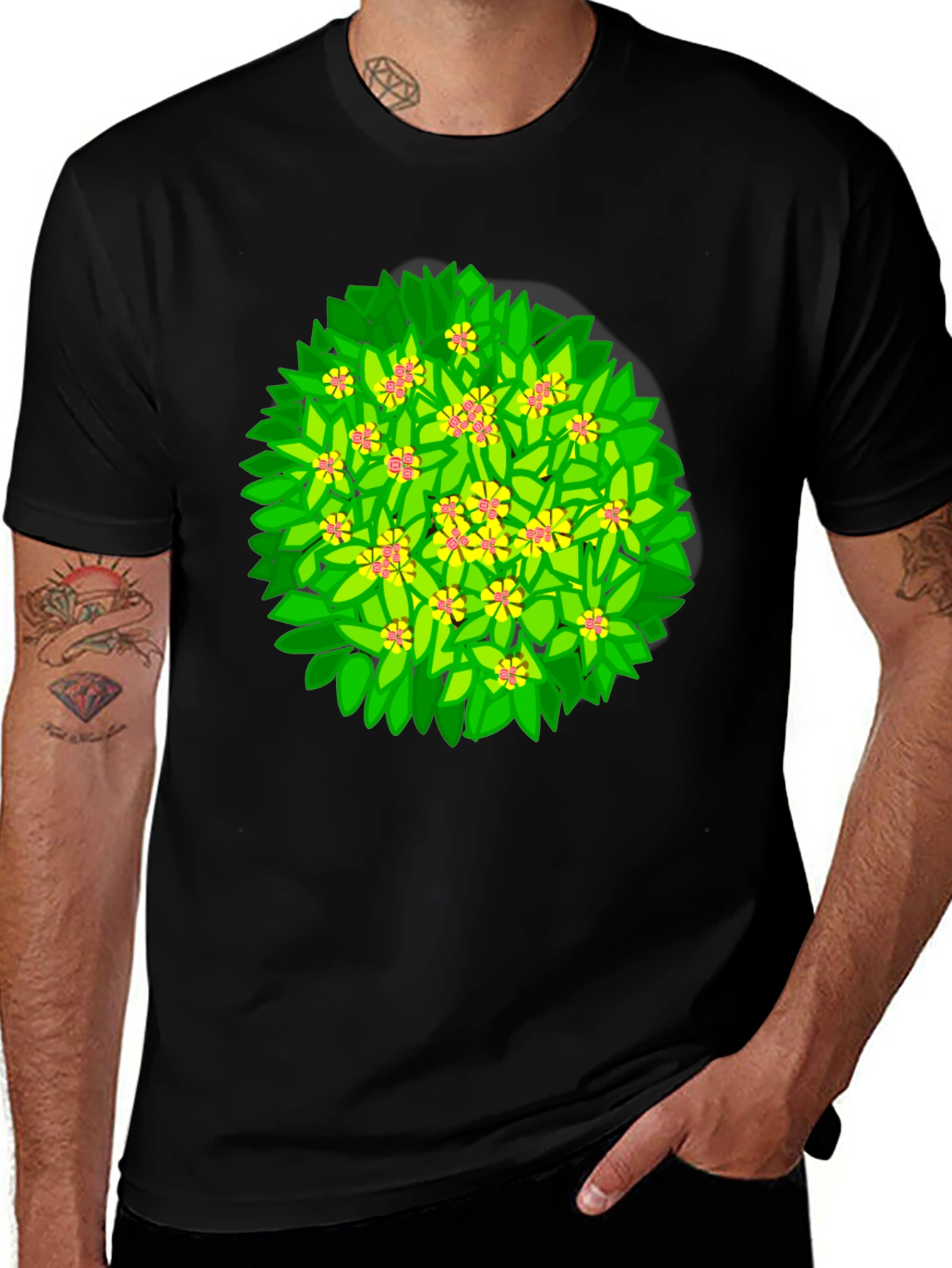 Floral Bush Graphic T-Shirt - Unique Design