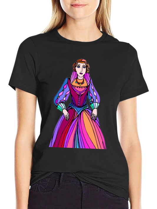 Renaissance Queen Graphic Tee - Unique Colorful Design