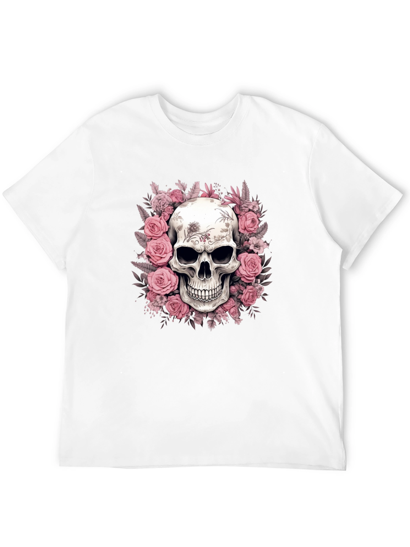 Floral Skull Graphic Black T-Shirt