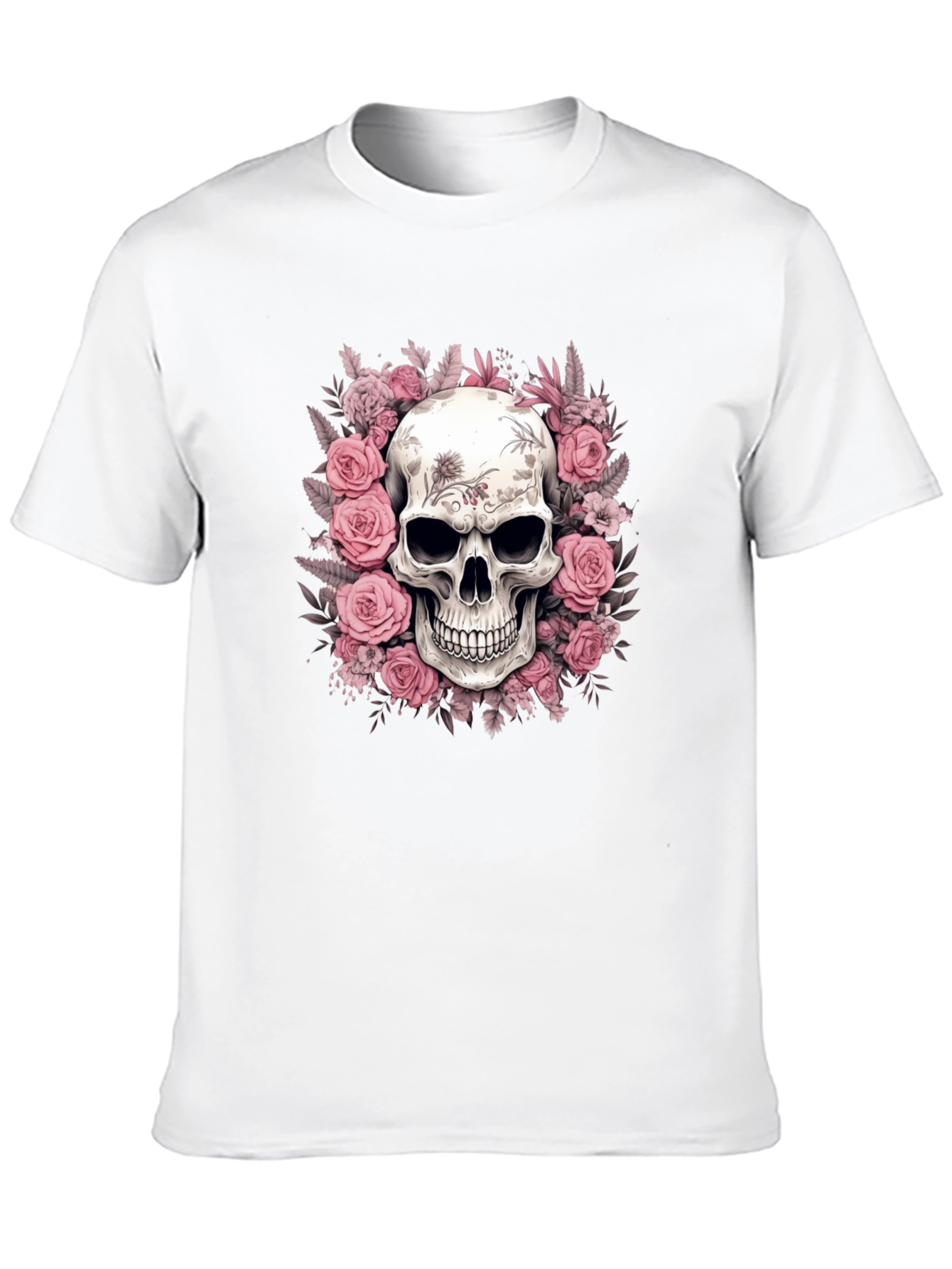 Floral Skull Graphic Black T-Shirt