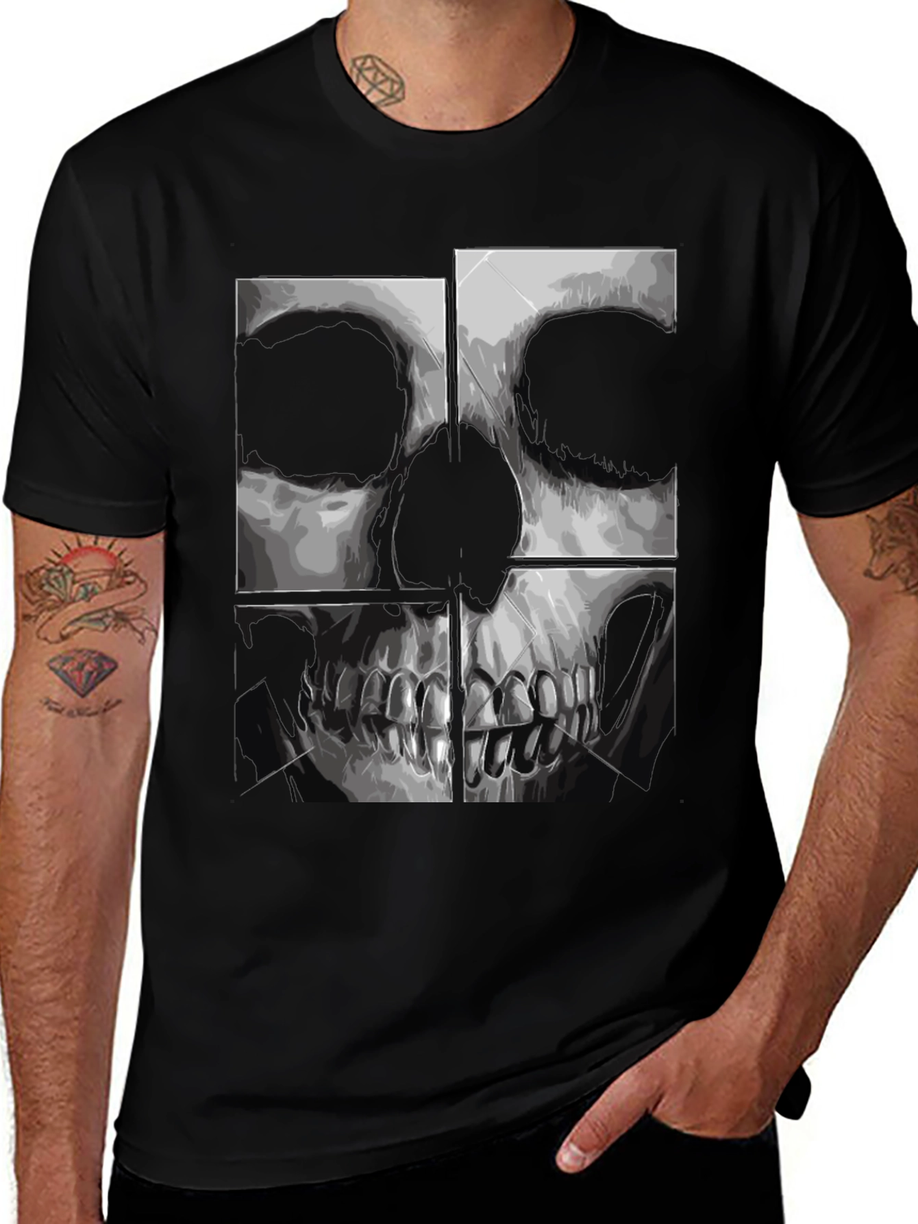 Skull Graphic Print Black T-Shirt