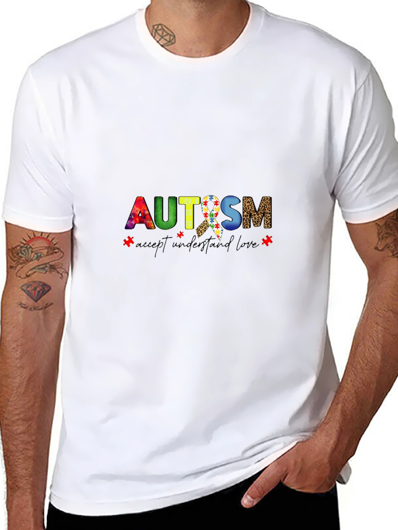 Autism Awareness Graphic Tee - Accept Understand Love