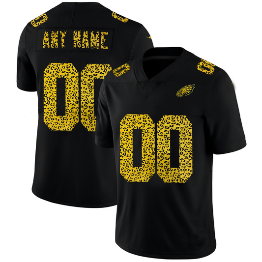 Custom1 Philadelphia Eagles Leopard Print Fashion Vapor Limited Jerseys Black Stitched American Football Jerseys