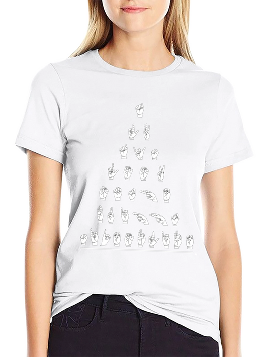 ASL Alphabet Sign Language T-Shirt - Black