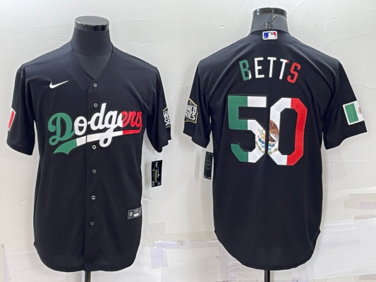 Men's Los Angeles Dodgers Mookie Betts #50 Black Stitched Baseball Jerseys