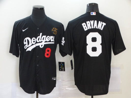 Men's Los Angeles Dodgers Kobe Bryant #8 Black Replica Baseball Jerseys