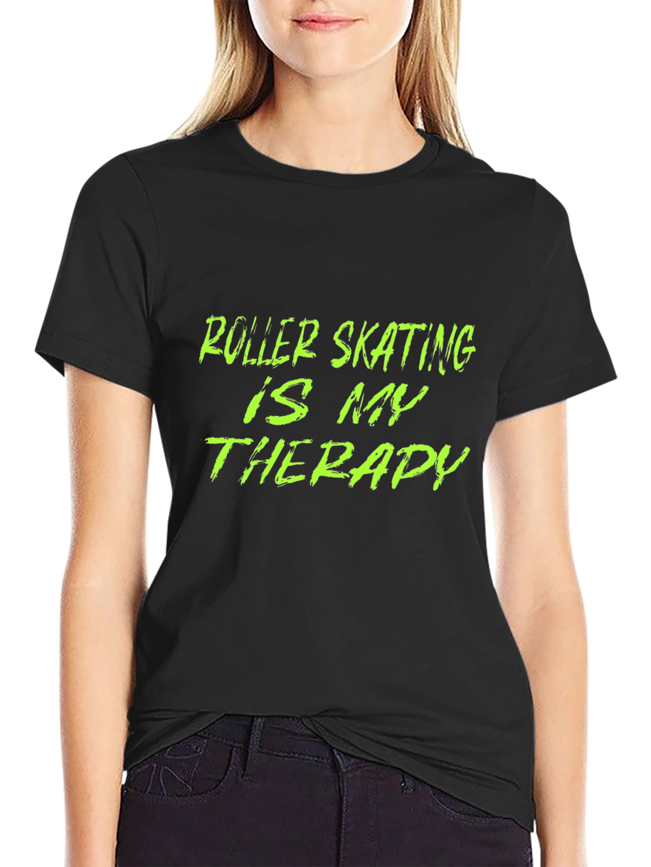 Roller Skating Therapy T-Shirt - Black Graphic Tee