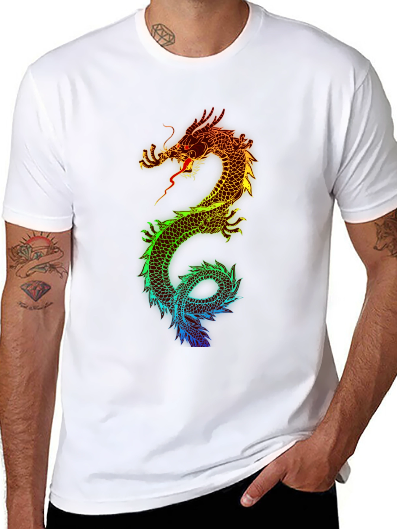 Rainbow Dragon Graphic T-Shirt