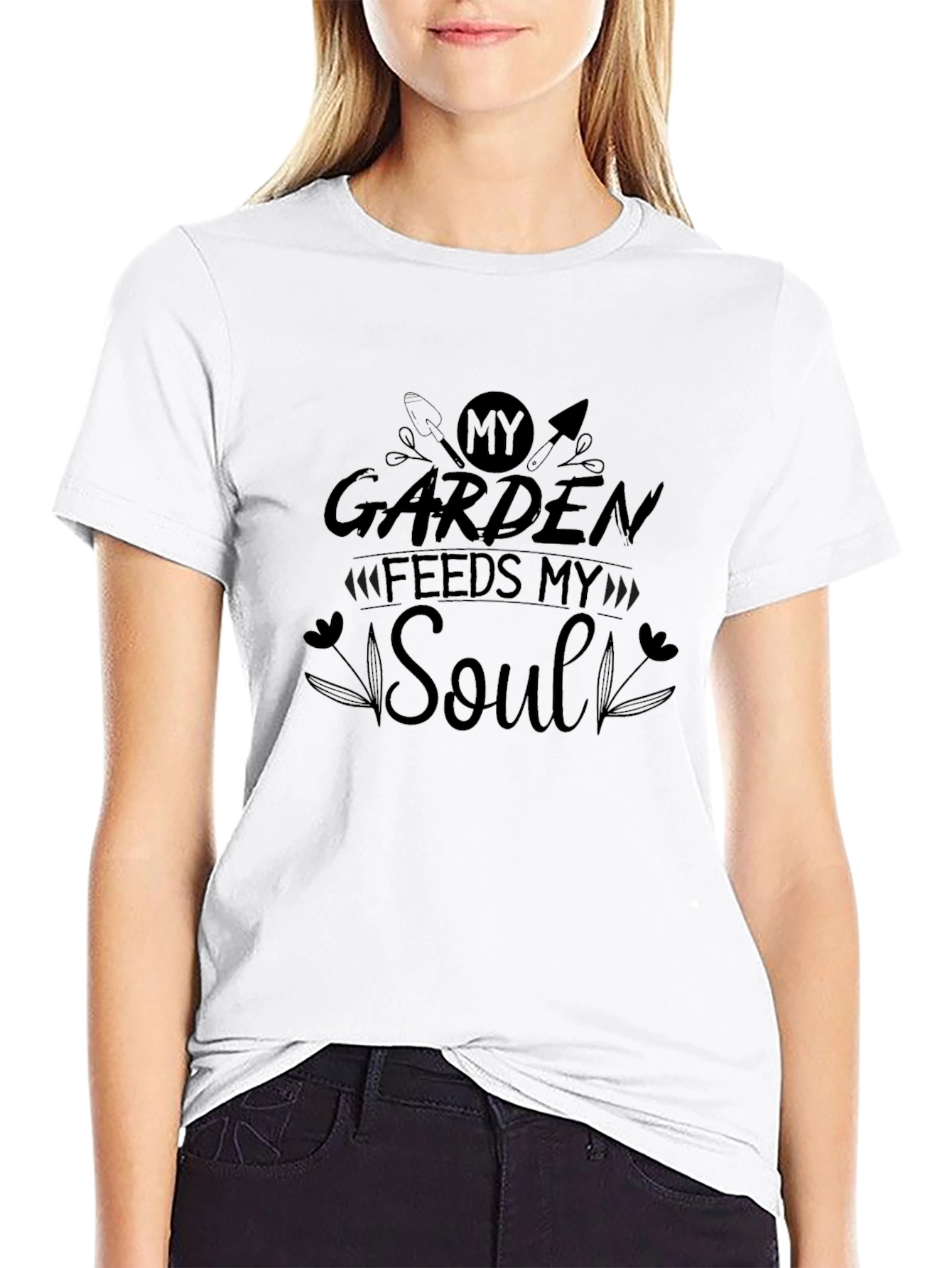Gardening Soul T-Shirt - Black Cotton Blend