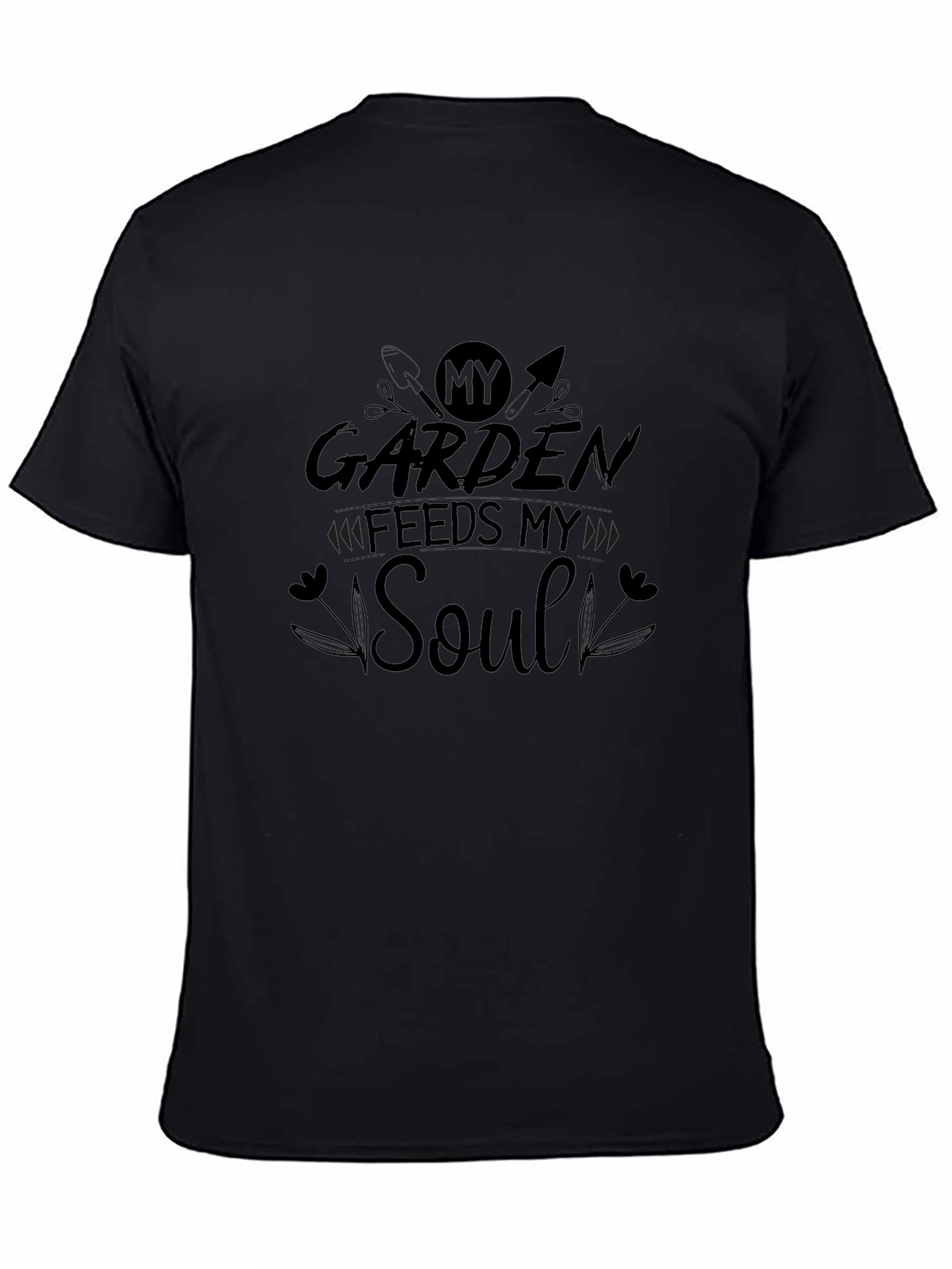 Gardening Soul T-Shirt - Black Cotton Blend