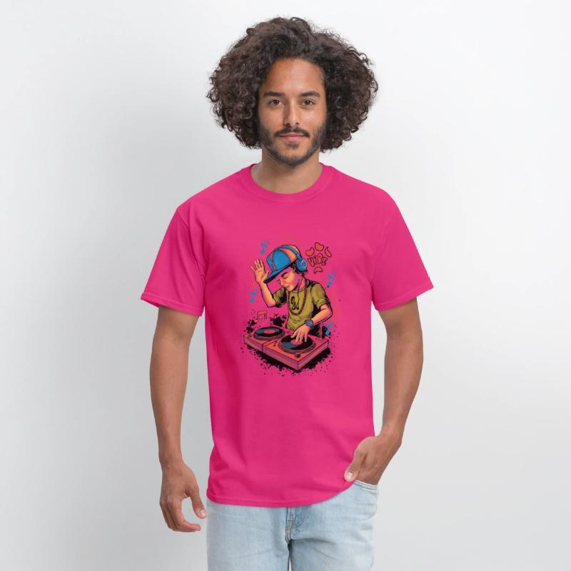 dj turntable boy illustration with vibe