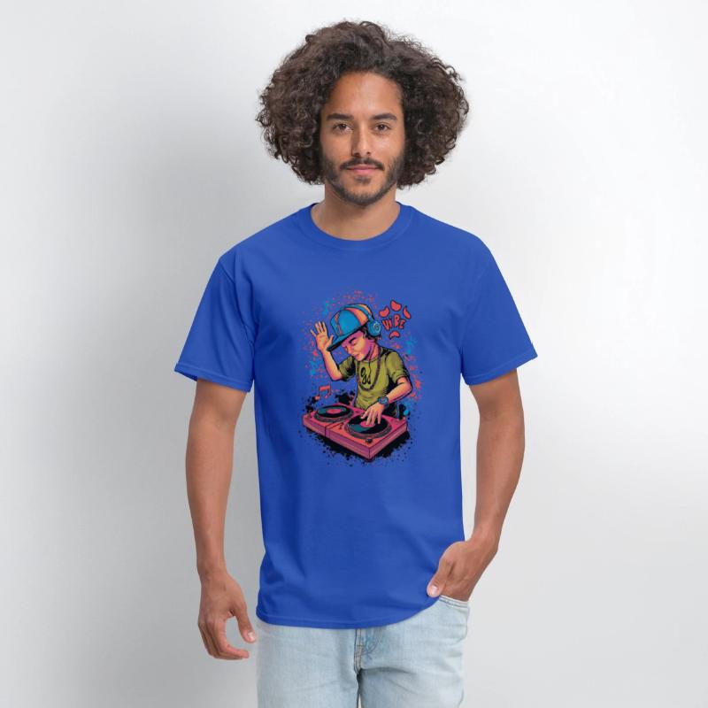dj turntable boy illustration with vibe