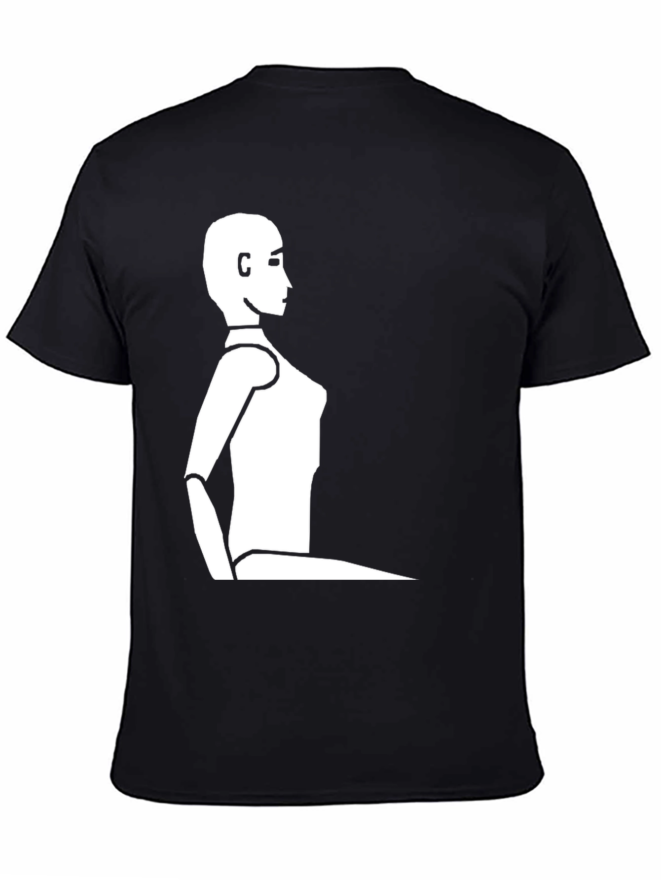Minimalist Robot Silhouette Black T-Shirt