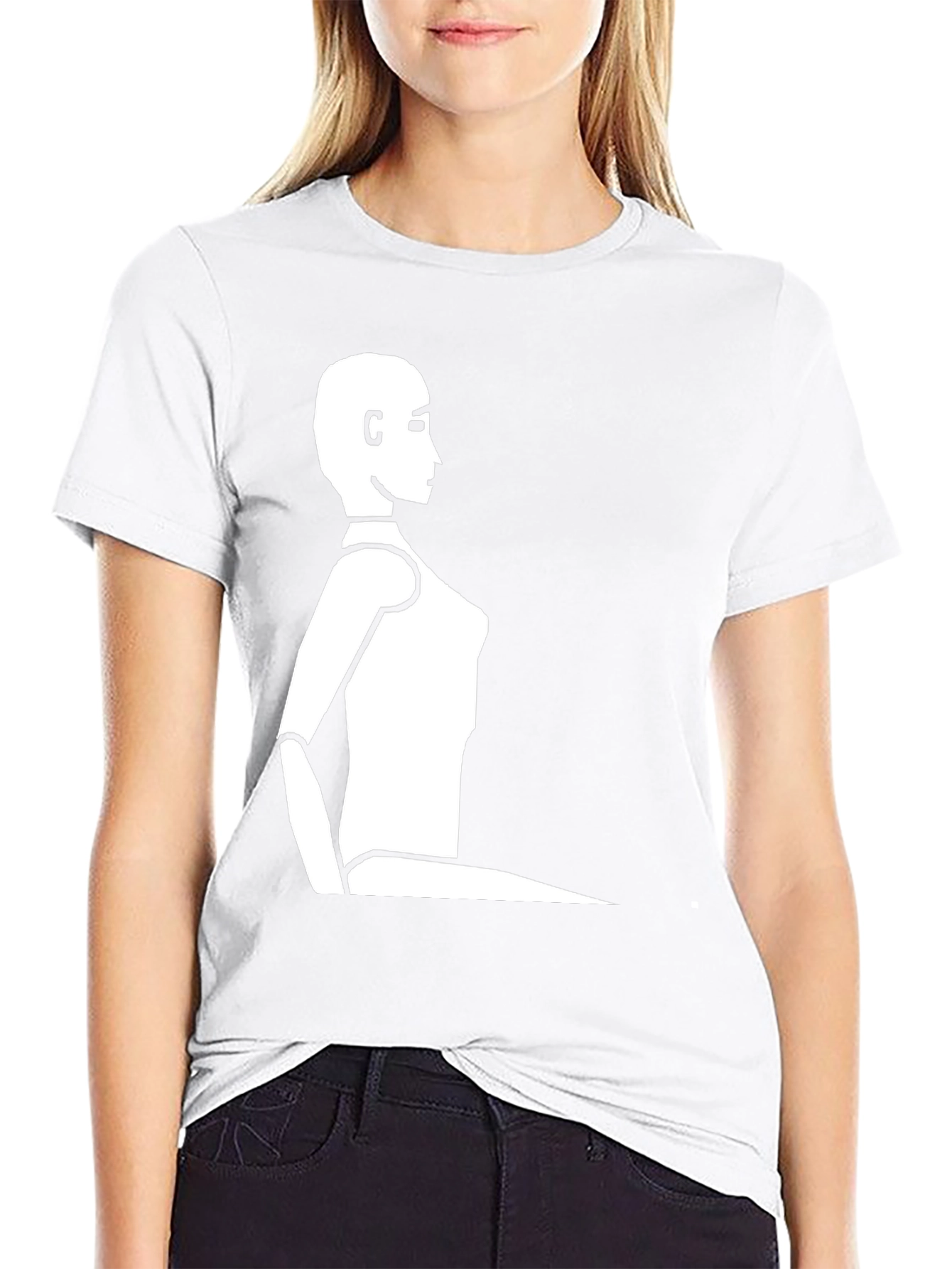 Minimalist Robot Silhouette Black T-Shirt