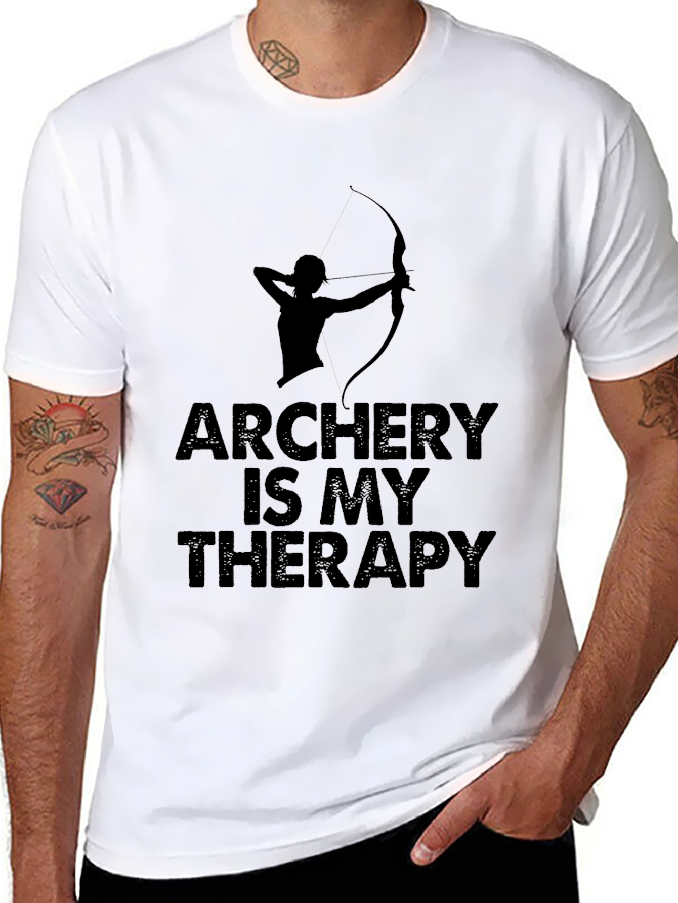Archery Is My Therapy Black T-Shirt
