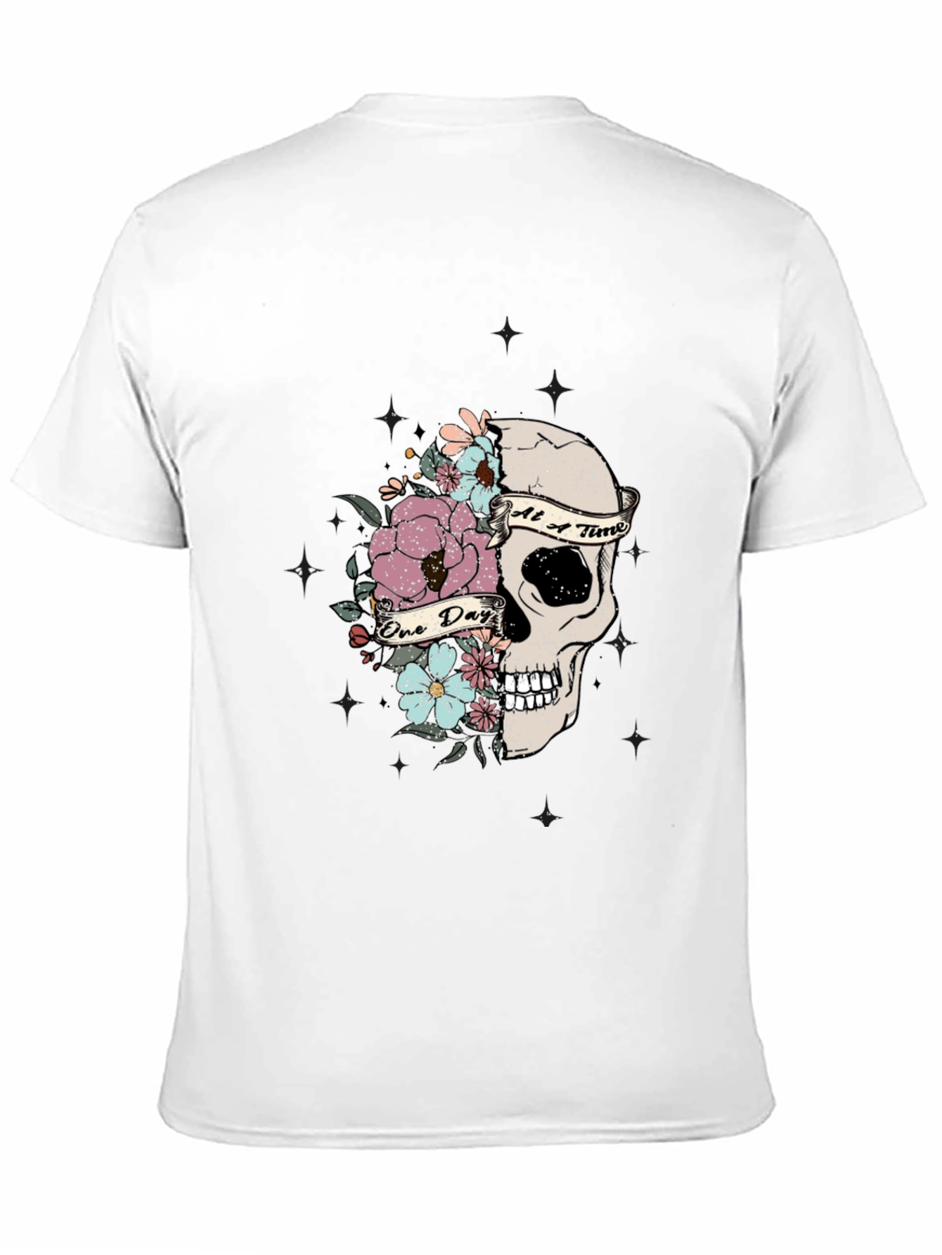 Floral Skull Graphic T-Shirt - Dark
