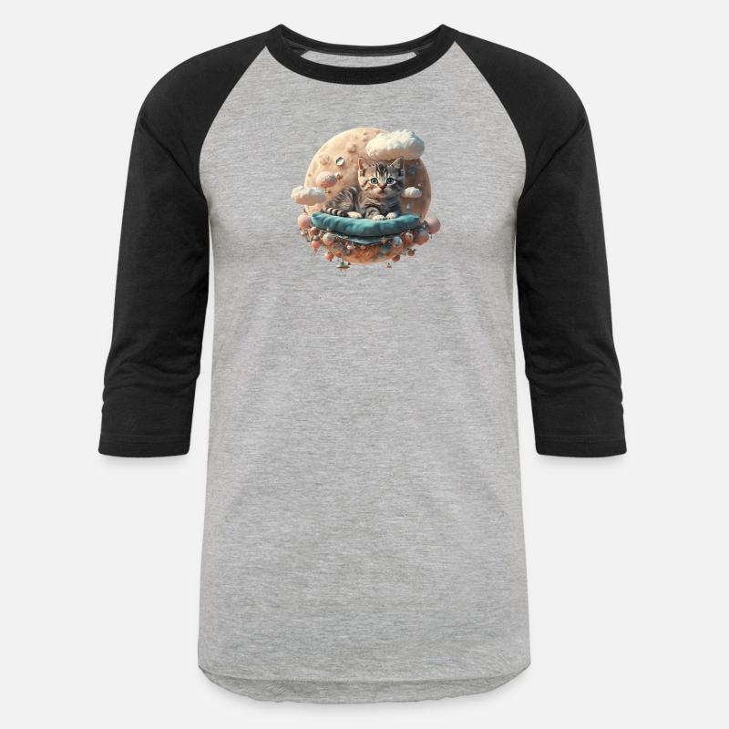 Dreamy Night Fluffy Cat Sits on Moon with Cloudy