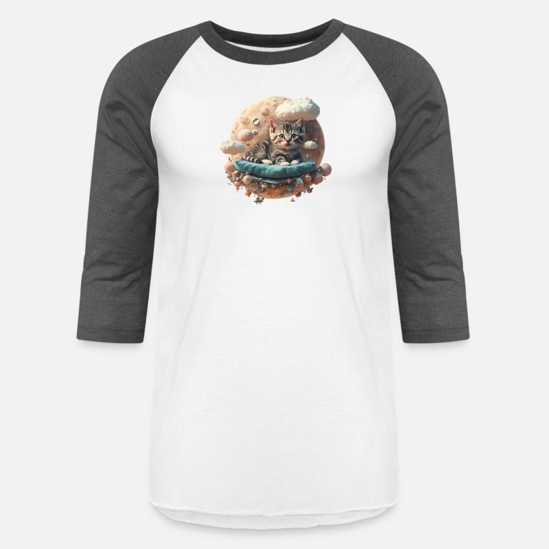 Dreamy Night Fluffy Cat Sits on Moon with Cloudy