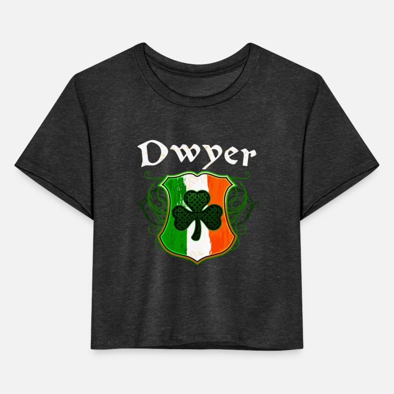 Dwyer Irish Surname Ireland Flag Shield Shamrock